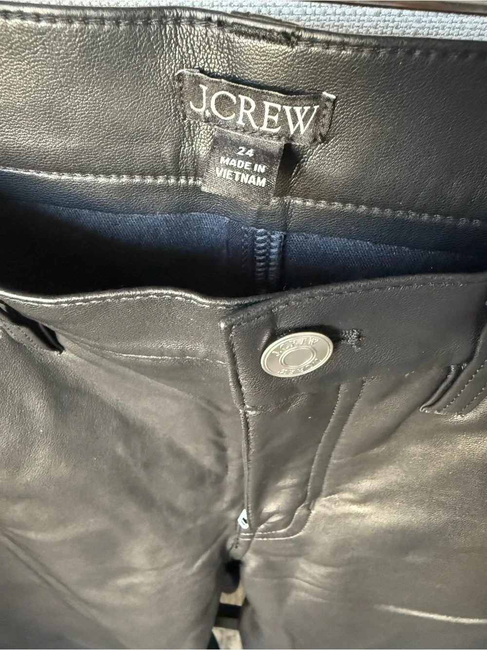J. Crew Slim Wide-Leg Faux Leather Pants NWT Black Size 24 MSRP $158
